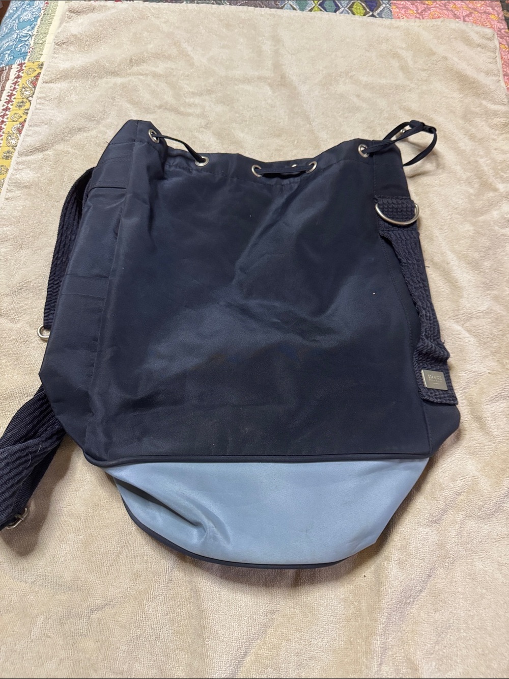 Boss Navy Drawstring Backpack with Metal Logo Plate